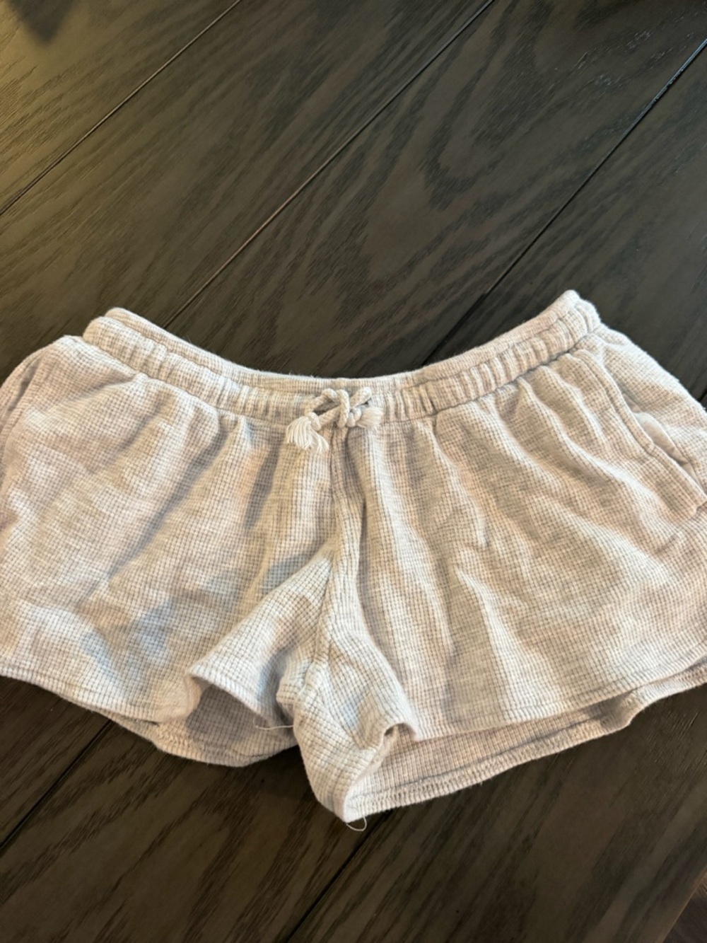Brandy Melville Waffle-Knit Drawstring Shorts - Light Beige